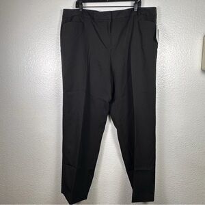 DKNY Women's Jet Black Flare Dress Pants Flat Front Pockets Size 18W